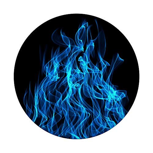 Blue Burning Fire Flames Cool Novelty Gift Black PopSockets PopGrip: Swappable Grip for Phones & Tablets