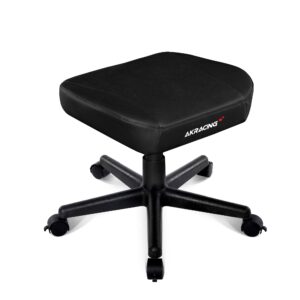 akracing footstool with pu leather, height adjustable with wheels, ottoman foot rest for office and gaming chairs - pc; mac; linux, black, (ak-stool-bk)