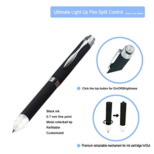 Yacig Light Up Pen, Technical Pen Intellectual LED Pen Light for Night Writing Lighted Tip Pen,Two Brightness Settings,1x AAA Battery Powered,Small LED Flashlights Pen,White Light(1-Pack)