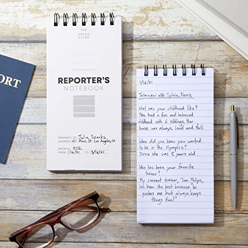 12 Pack Reporters Notebook, Spiral Note Pad for Journalist, Detective (70 Sheets/140 Pages Per Book, 4x8 In)