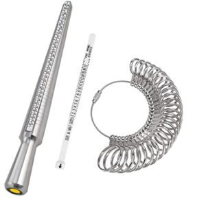 dogeek ring sizer measuring tool set metal ring sizers stainless steel ring gauges finger sizer & ring mandrel aluminuml (size 1-13), 27 pcs