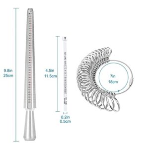 DoGeek Ring Sizer Measuring Tool Set Metal Ring Sizers Stainless Steel Ring Gauges Finger Sizer & Ring Mandrel Aluminuml (Size 1-13), 27 Pcs