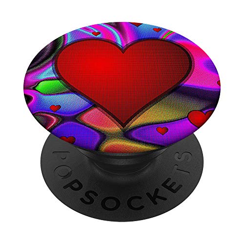 Cell Phone Button Pop Out Holder for Hand Cute Heart Design PopSockets PopGrip: Swappable Grip for Phones & Tablets