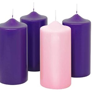 Pillar Advent Candle Set of 4 - Advent Pillar Candles - Made In the USA - Advent Candles For Advent Wreaths and Advent Rings Candle Holder- Premium Hand Dipped Drip-less Candles