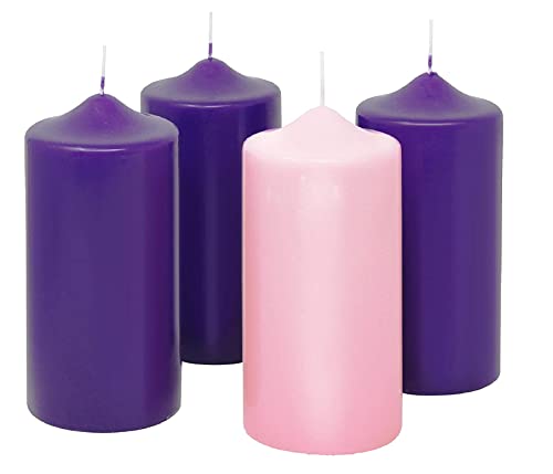 Pillar Advent Candle Set of 4 - Advent Pillar Candles - Made In the USA - Advent Candles For Advent Wreaths and Advent Rings Candle Holder- Premium Hand Dipped Drip-less Candles