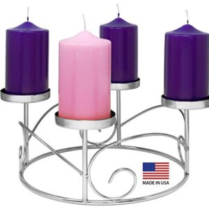 Pillar Advent Candle Set of 4 - Advent Pillar Candles - Made In the USA - Advent Candles For Advent Wreaths and Advent Rings Candle Holder- Premium Hand Dipped Drip-less Candles