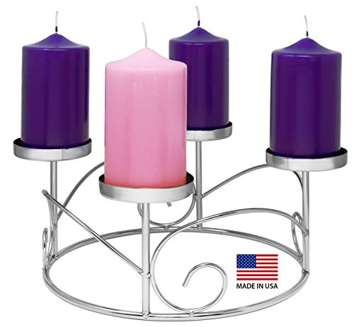 Pillar Advent Candle Set of 4 - Advent Pillar Candles - Made In the USA - Advent Candles For Advent Wreaths and Advent Rings Candle Holder- Premium Hand Dipped Drip-less Candles