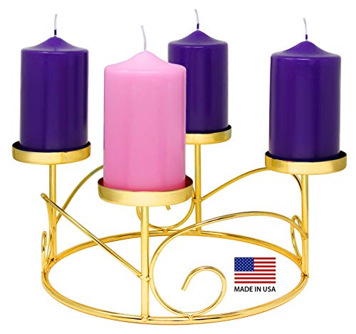 Pillar Advent Candle Set of 4 - Advent Pillar Candles - Made In the USA - Advent Candles For Advent Wreaths and Advent Rings Candle Holder- Premium Hand Dipped Drip-less Candles