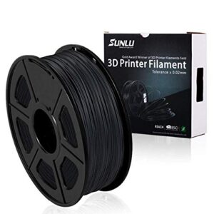 3d printer filament carbon fiber pla, sunlu strong and lightweight carbon fiber pla filament 1.75mm dimensional accuracy +/- 0.02 mm, neatly wound 3d printing filament, 1kg spool, 300 meters, black