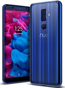 nuu mobile g3 unlocked smartphone 64gb + 4gb ram (rear & front camera) hd+ display android 8 cell phone sapphire blue