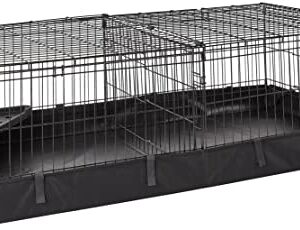 Amazon Basics Canvas Bottom Pet Cage with Divider Set, Black, 47.64"L x 24.21"W x 13.98"H