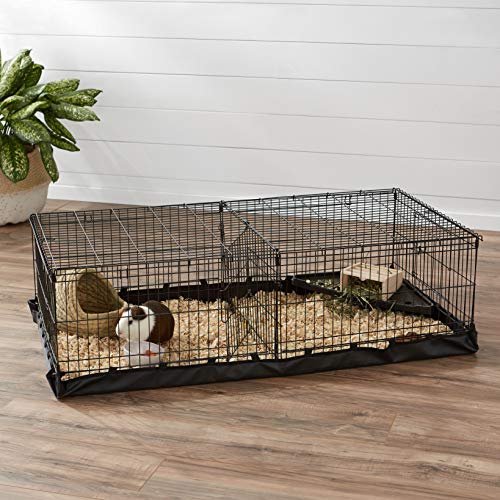 Amazon Basics Canvas Bottom Pet Cage with Divider Set, Black, 47.64"L x 24.21"W x 13.98"H