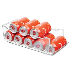 mdesign large plastic pop/soda can dispenser storage organizer bin for kitchen pantry, countertops, cabinets, refrigerator - holds 9 cans - bpa free, food safe - clear
