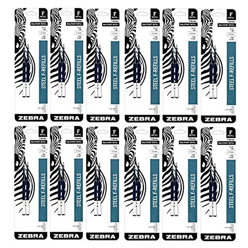 Zebra F301, F301 Ultra, F402, 301A, Spiral Ballpoint Pen Refills, 0.7mm, Fine Point, Blue Ink,Pack of 24