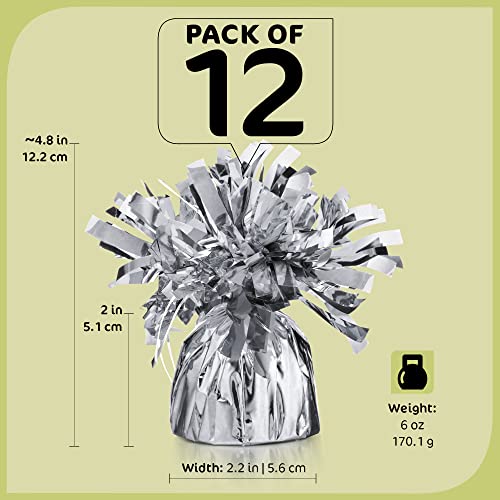 Srenta Silver Balloon Weights, Heavy Balloon Weight Pack of 12 Metallic Foil Weights for Balloons, Birthday Party & Wedding Table Centerpiece Ballon Weight 4.8’’ DIY Ballon Weights for Helium Balloons