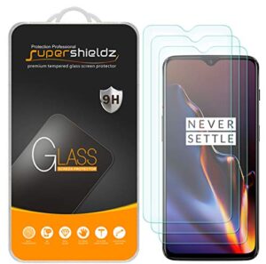 (3 pack) supershieldz designed for oneplus 6t tempered glass screen protector anti scratch, bubble free