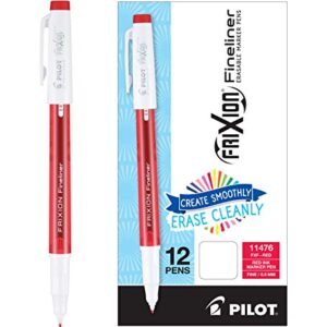 PILOT FriXion Fineliner Erasable Marker Pens, Fine Point, Red Ink, 12-Pack (11476)