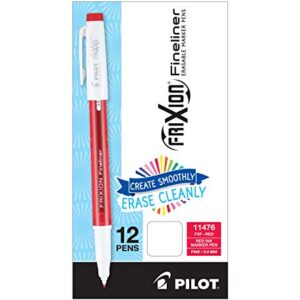 PILOT FriXion Fineliner Erasable Marker Pens, Fine Point, Red Ink, 12-Pack (11476)