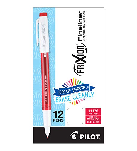 PILOT FriXion Fineliner Erasable Marker Pens, Fine Point, Red Ink, 12-Pack (11476)