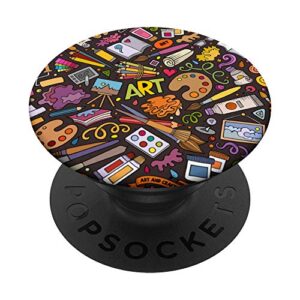 art collage for artist, painter, teacher gift popsockets popgrip: swappable grip for phones & tablets