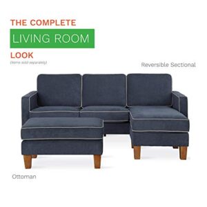 Novogratz Bowen Sectional Sofa with Contrast Welting, Blue