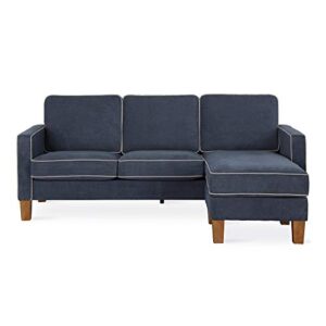 Novogratz Bowen Sectional Sofa with Contrast Welting, Blue