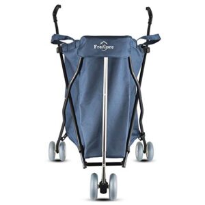 Freshore Utility Shopping Cart with Wheels - Collapsible Push Folding Grocery Wagon Trolley 丨 Laundry Trolley Carrier with Heavy Duty Flexible Fashion Design (Navy Blue)