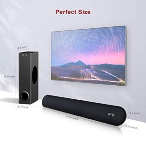 Bestisan Soundbar 28-Inch 80W with HDMI-ARC, Bluetooth 5.0, Optical Coaxial USB AUX Connection, 4 Speakers, 3 EQs, 110dB Surround Sound Bar Home Theater (28 Inch Glossy Black)