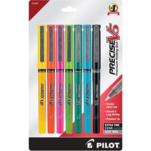 PILOT Precise V5 Stick Liquid Ink Rolling Ball Stick Pens, Extra Fine Point (0.5mm) Assorted Ink Colors, 7-Pack (31887)