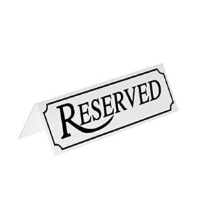 12-Pack Small Metal Reserved Table Signs for Restaurants, Dinner Parties, Bridal Showers, and Wedding Banquets, Anniversaries, Etched Silver Design (4.7x1.5 in)