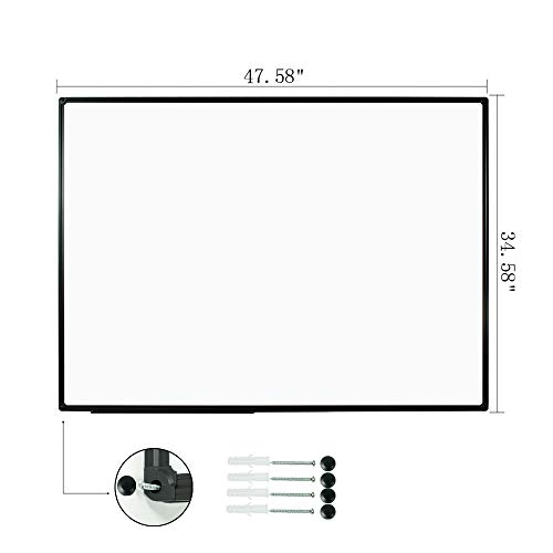 JILoffice Magnetic Whiteboard/White Board, Dry Erase Board 48 x 36 Inch, Black Aluminum Frame Wall Mounted Board for Office Home and School