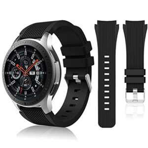 hswai compatible with samsung galaxy watch 46mm bands/ gear s3 frontier, classic watch bands/ galaxy watch 3 bands 45mm, 22mm soft silicone bands bracelet sports strap for men & women. (black)