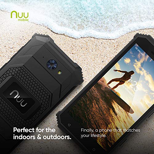 NUU Mobile R1 Unlocked Rugged Cell Phone - 5.0" Android Smartphone - Black