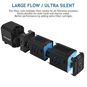 NO.17 Submersible Aquarium Internal Filter 8W, Adjustable Fish Tank Filter with 200 GPH Water Pump for 10-50 Gallon Fish Tank