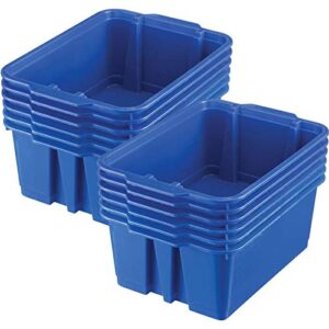 really good stuff-160074bl stackable plastic book and organizer bins for classroom or home use – sturdy, colored plastic baskets (set of 12)