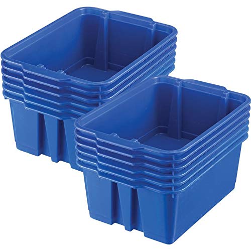 Really Good Stuff-160074BL Stackable Plastic Book and Organizer Bins for Classroom or Home Use – Sturdy, Colored Plastic Baskets (Set of 12)
