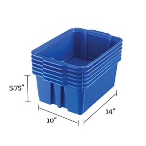 Really Good Stuff-160074BL Stackable Plastic Book and Organizer Bins for Classroom or Home Use – Sturdy, Colored Plastic Baskets (Set of 12)