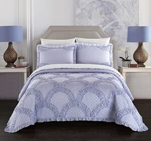 chic home finna 1 piece pillow sham 100% cotton fish scale pattern ruched ruffled with flanged border20” x 28" +2”, 20 x 28, lavender