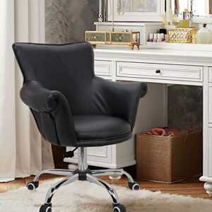 magshion office desk chair bar stool beauty nail salon spa vanity seat (puleather black), pu leather