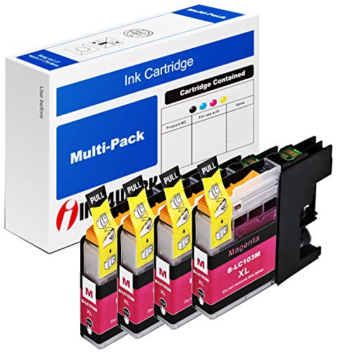 INK4WORK Compatible Ink Cartridge Replacement for Brother LC103 LC-103 XL MFC-J285DW MFC-J4410DW MFC-J450DW MFC-J470DW MFC-J475DW MFC-J650DW MFC-J6520DW MFC-J870DW MFC-J875DW (Magenta, 4-Pack)