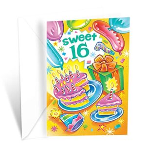 happy sweet 16 birthday card | made in america | eco-friendly | thick card stock with premium envelope 5in x 7.75in | packaged in protective mailer | prime greetings