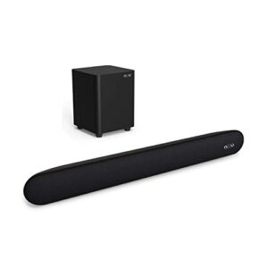 bestisan soundbar 28-inch 80w with hdmi-arc, bluetooth 5.0, optical coaxial usb aux connection, 4 speakers, 3 eqs, 110db surround sound bar home theater (28 inch light black)