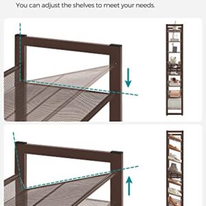 SONGMICS Shoe Rack, 8-Tier Shoe Organizer, Metal Shoe Storage for Garage, Entryway, Set of 2 4-Tier Stackable Shoe Shelf, with Adjustable Flat or Angled Shelves, Holds 32-40 Pairs, Bronze