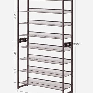 SONGMICS Shoe Rack, 8-Tier Shoe Organizer, Metal Shoe Storage for Garage, Entryway, Set of 2 4-Tier Stackable Shoe Shelf, with Adjustable Flat or Angled Shelves, Holds 32-40 Pairs, Bronze