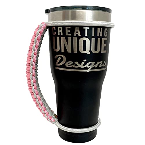 Creating Unique Designs Handmade Elastic Tumbler Handles 20 30 32 40 oz (Handle Only) (Silver grey white rose pink)