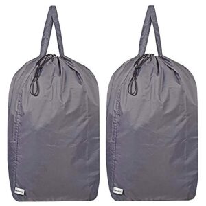 uniligis washable travel laundry bag with handles and drawstring (2 pack), heavy duty large enough to hold 3 loads of laundry, fit a laundry basket or clothes hamper, 27.5x34.5 in,grey