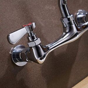 Utility Sink Faucet Wall Mount Commercial Faucet Kitchen Laundry 8 Inch Swivel Spout 2 Dual Handle Restaurant Industrial Chrome Mixer Tap No Lead by Homevacious