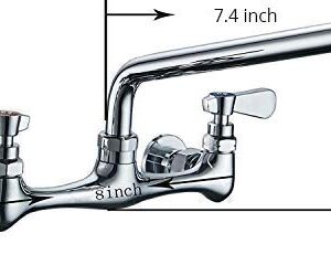 Utility Sink Faucet Wall Mount Commercial Faucet Kitchen Laundry 8 Inch Swivel Spout 2 Dual Handle Restaurant Industrial Chrome Mixer Tap No Lead by Homevacious