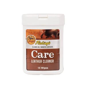 fiebing's care leather cleaner (15 wipes) - clean condition help prevent cracking or fading of leather couches, car seats, shoes, purses