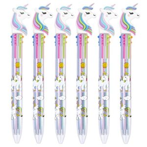 tbestmax 6 multicolor unicorn pen retractable gel pen ballpoint shuttle pens liquid ink pens set pen supplies office gifts 6-color-in-1